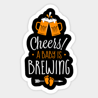 Beer Pregnancy Announcement Tee Cheers A Baby is Brewing Sticker